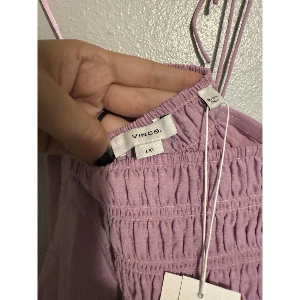 VINCE $445 Ruched Sweetheart Halter Ties Midi Dress Pockets‎ Women's Size Large